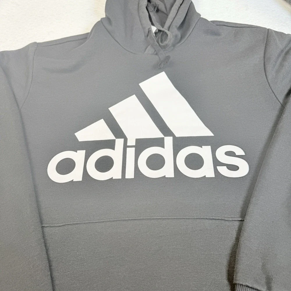 Adidas Hoodie XL Black Pullover Big Logo Fleece Hooded Sweatshirt Men's